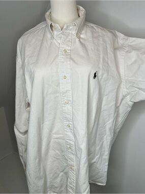 RALPH LAUREN Blake Button Down Shirt White Vintage Classic Oxford, size L